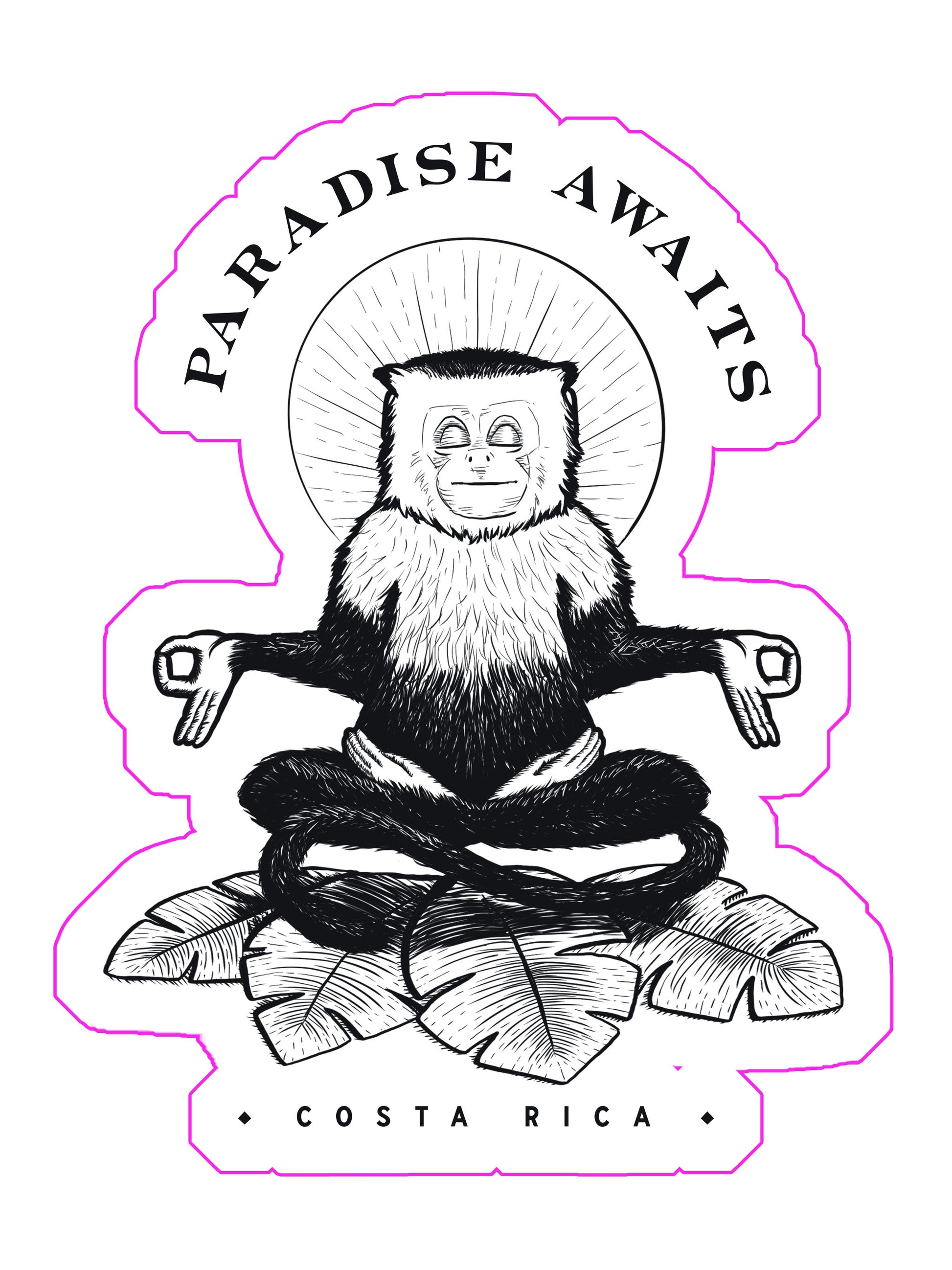 Etiqueta engomada troquelada de mono meditando - Slothtoescr