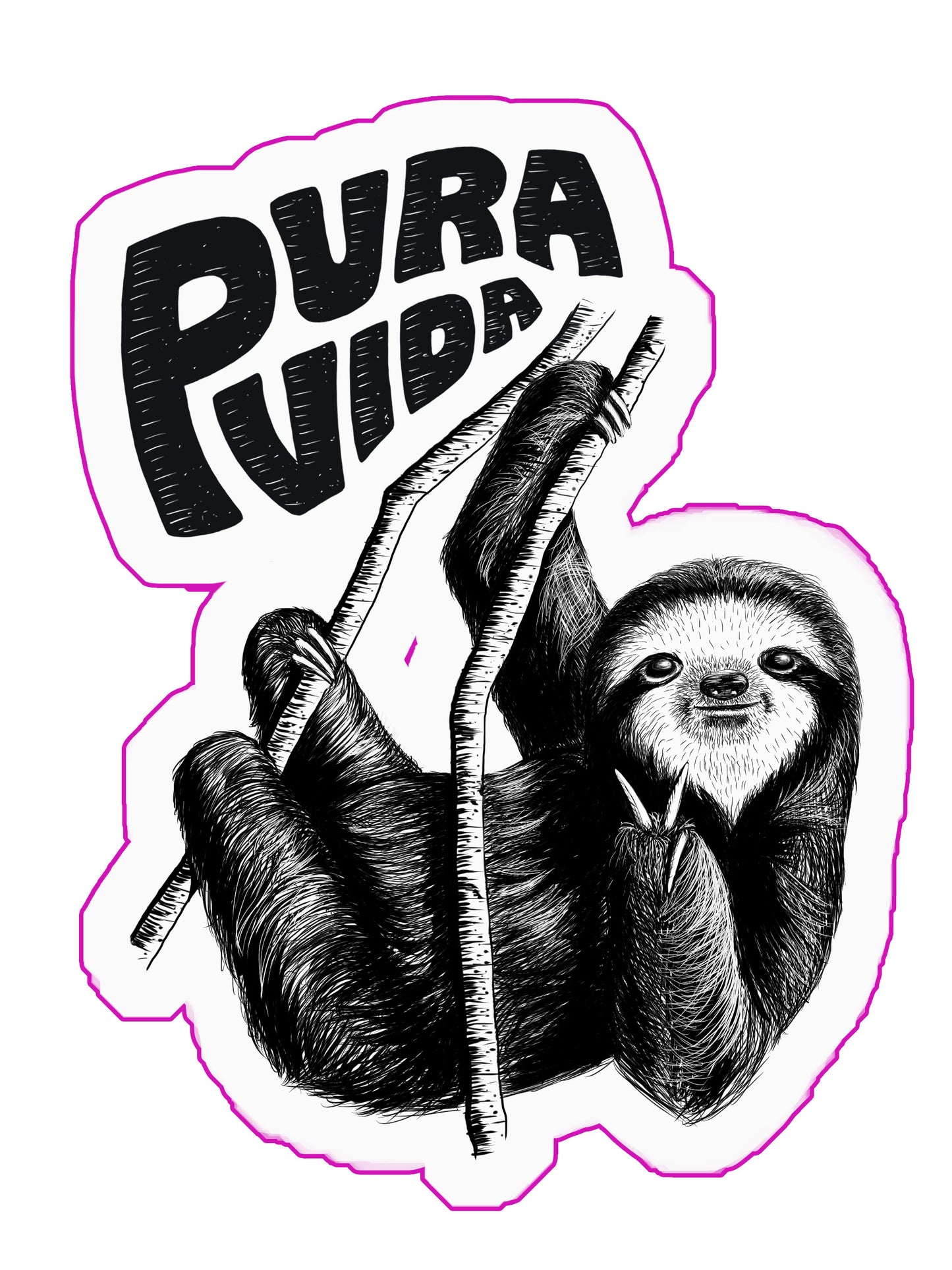 Pura Vida Sloth Die-Cut Sticker - Slothtoescr