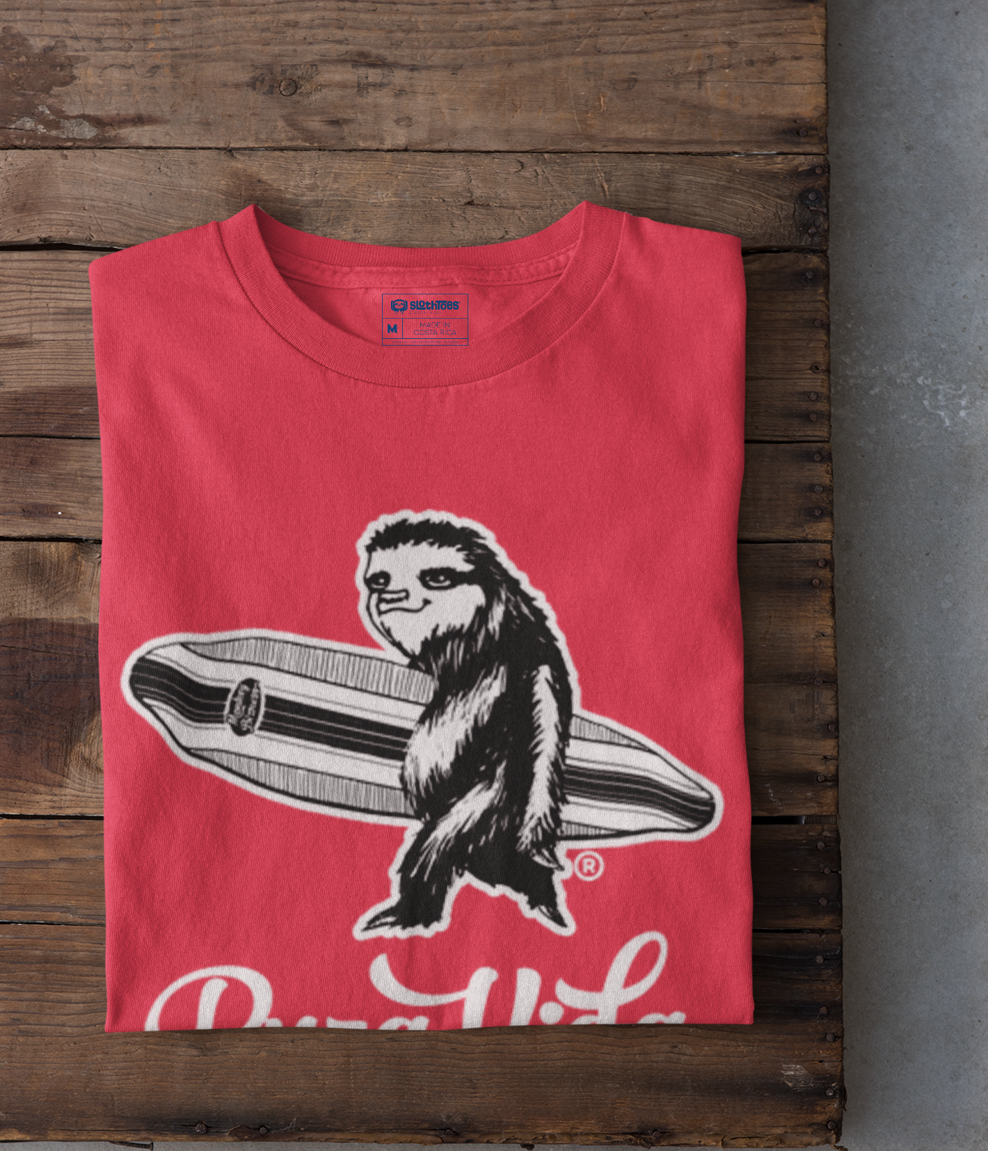 Camiseta de manga corta para hombre Surfing Sloth